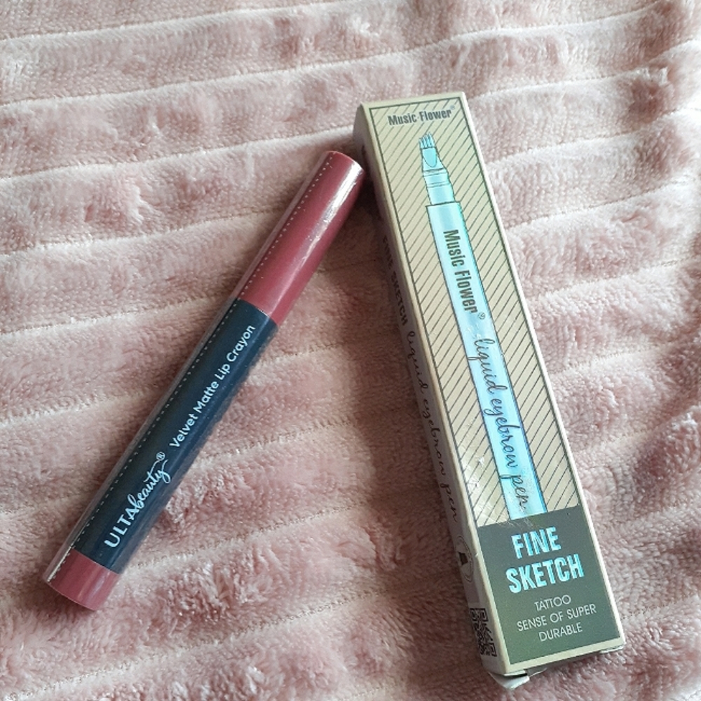 Ulta Beauty Lip Crayon and Music Flower eyebrow pen
